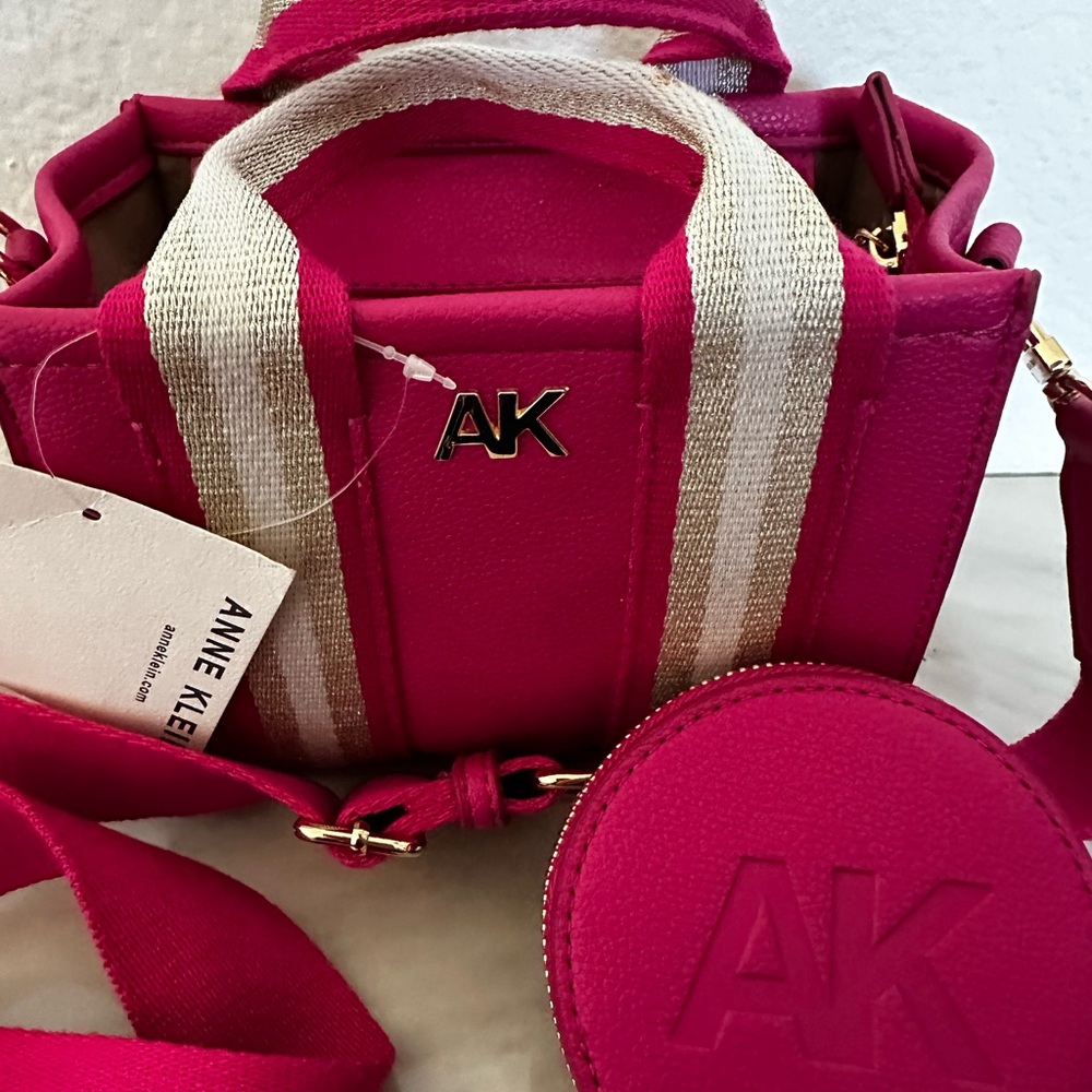 Anne Klein Hibiscus Crossbody Mini Tote with Cream/Gold Accents